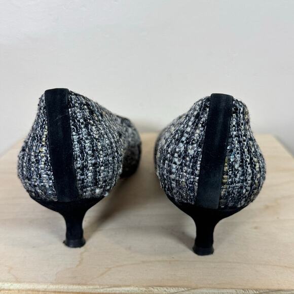 Stuart Weitzman Kitten Heels Tweed Crystal Rhinestone Embellished Pointed Toe 8 - Picture 3 of 9